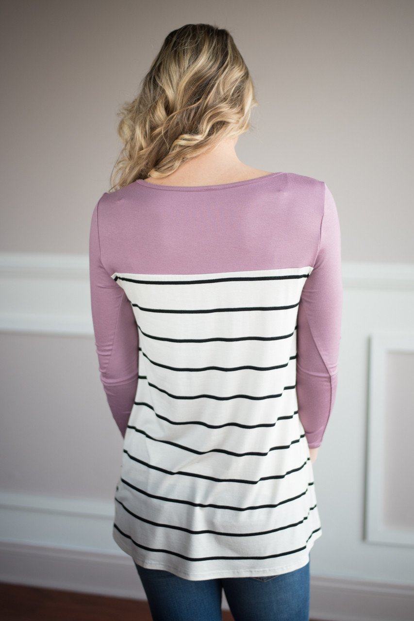 Mauve Crochet Pocket Top