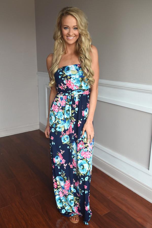 Navy Floral Maxi
