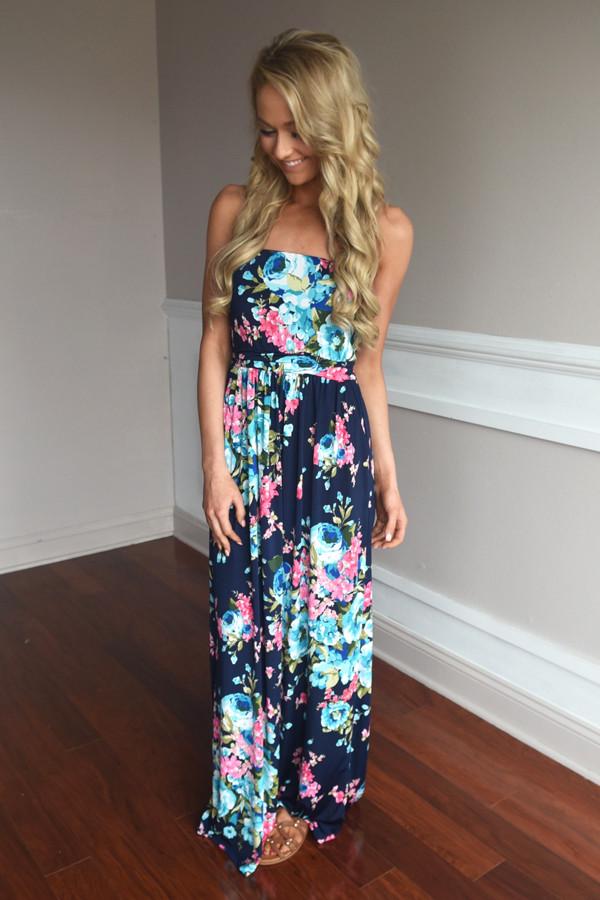 Navy Floral Maxi