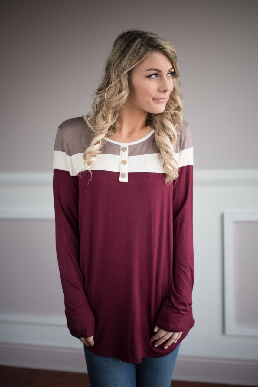 Open Minded Top ~ Burgundy