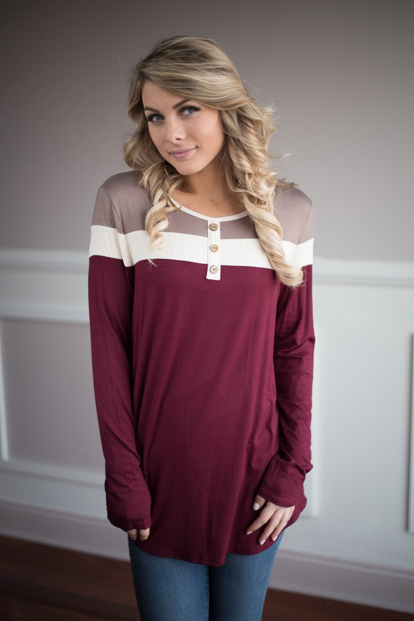 Open Minded Top ~ Burgundy