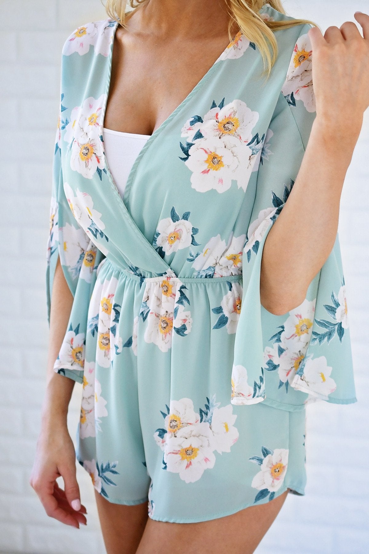 Audrey Blue Floral Romper