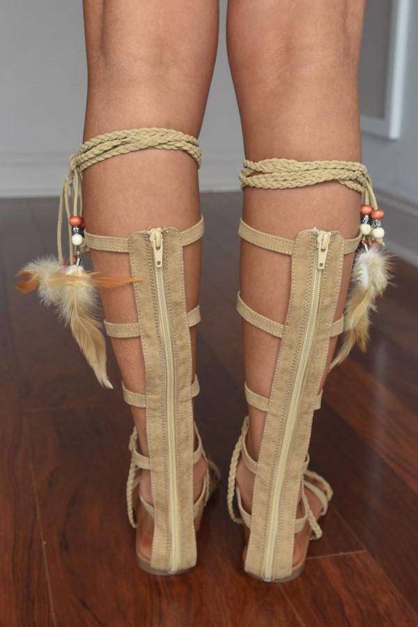 Feathered Gladiator Sandals