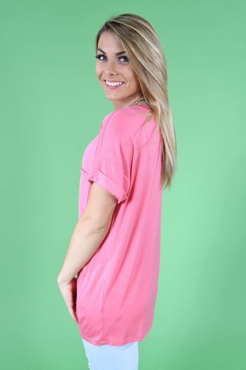 Light Pink Essential V-Neck Top