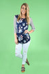 Navy Striped Floral Top