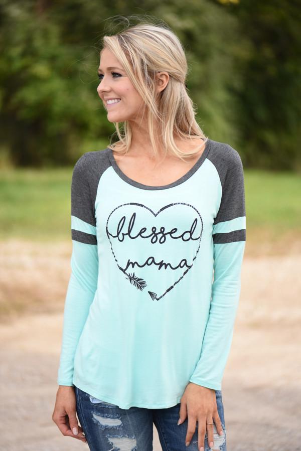 Blessed Mama Tee - Mint