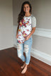 A Little Flirty Floral Top Grey