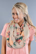 Taupe Floral Infinity Scarf