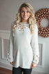 Light Grey Lace Up Sweater