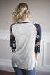 3/4 Sleeve Navy Floral Top