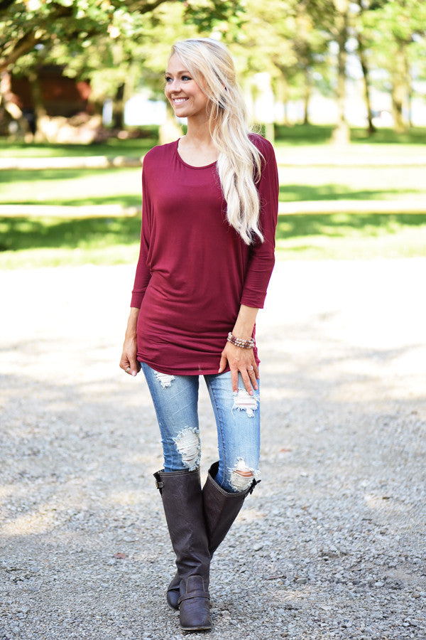 Essential Dolman Top - Wine