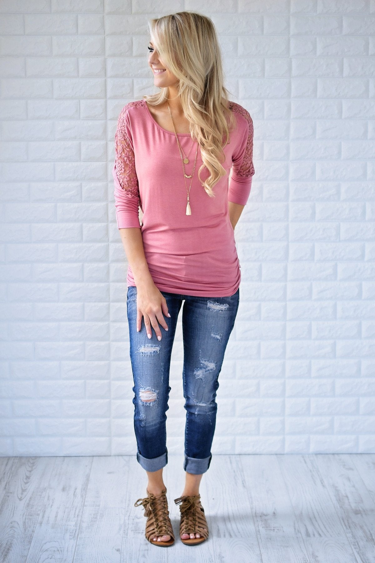 America's Sweetheart Lace Top ~ Pink