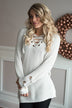 Light Grey Lace Up Sweater