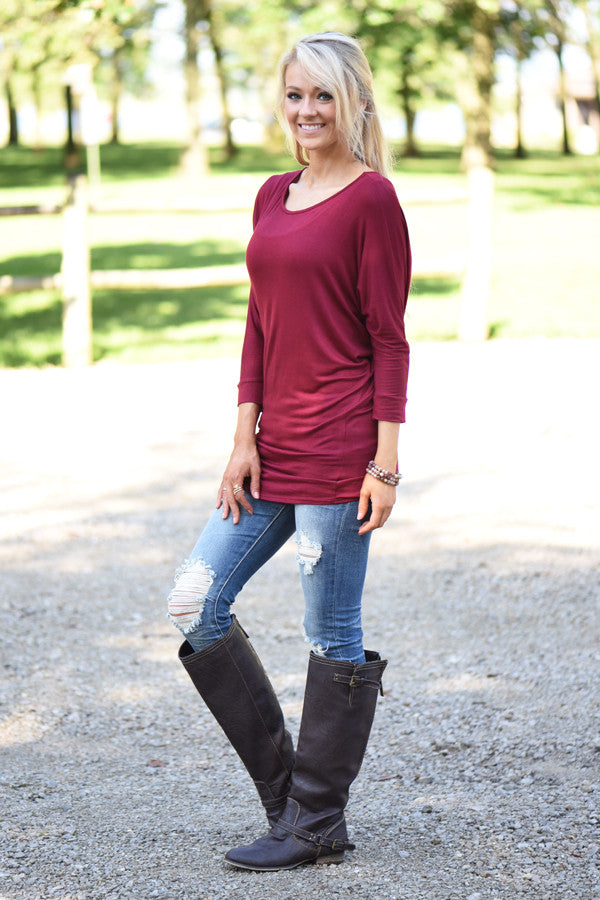 Essential Dolman Top - Wine