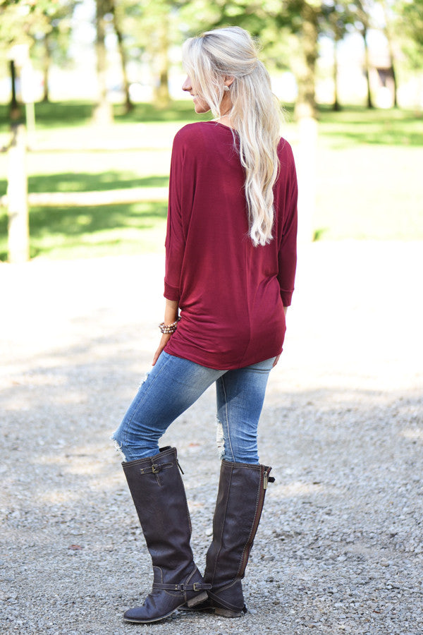 Essential Dolman Top - Wine