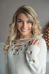 Light Grey Lace Up Sweater