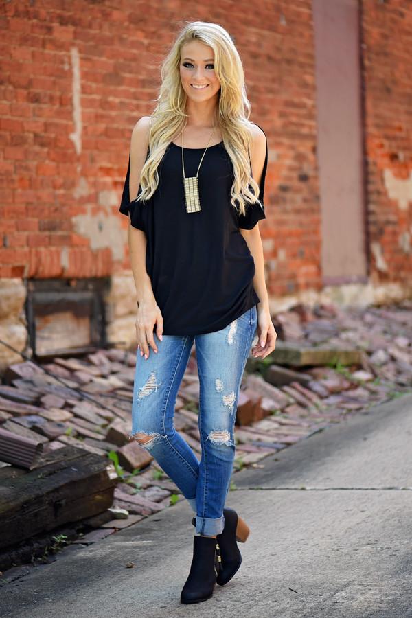 Heart on My Sleeve Top - Black