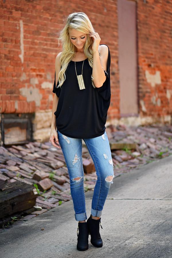 Heart on My Sleeve Top - Black