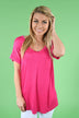 Hot Pink Essential V-Neck Top