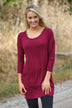 Burgundy Button Down Pocket Top