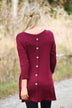Burgundy Button Down Pocket Top