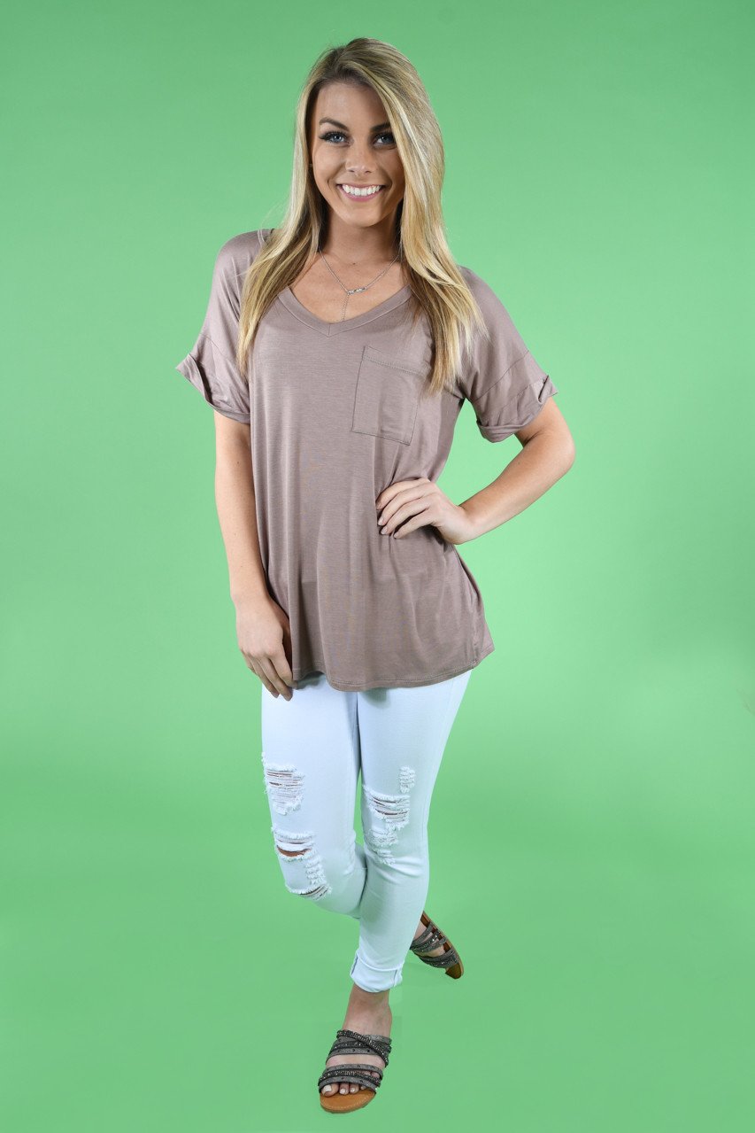 Mocha Essential V-Neck Top