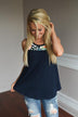 Don't Be Shy Floral Tank Top ~ Navy