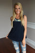 Don't Be Shy Floral Tank Top ~ Navy