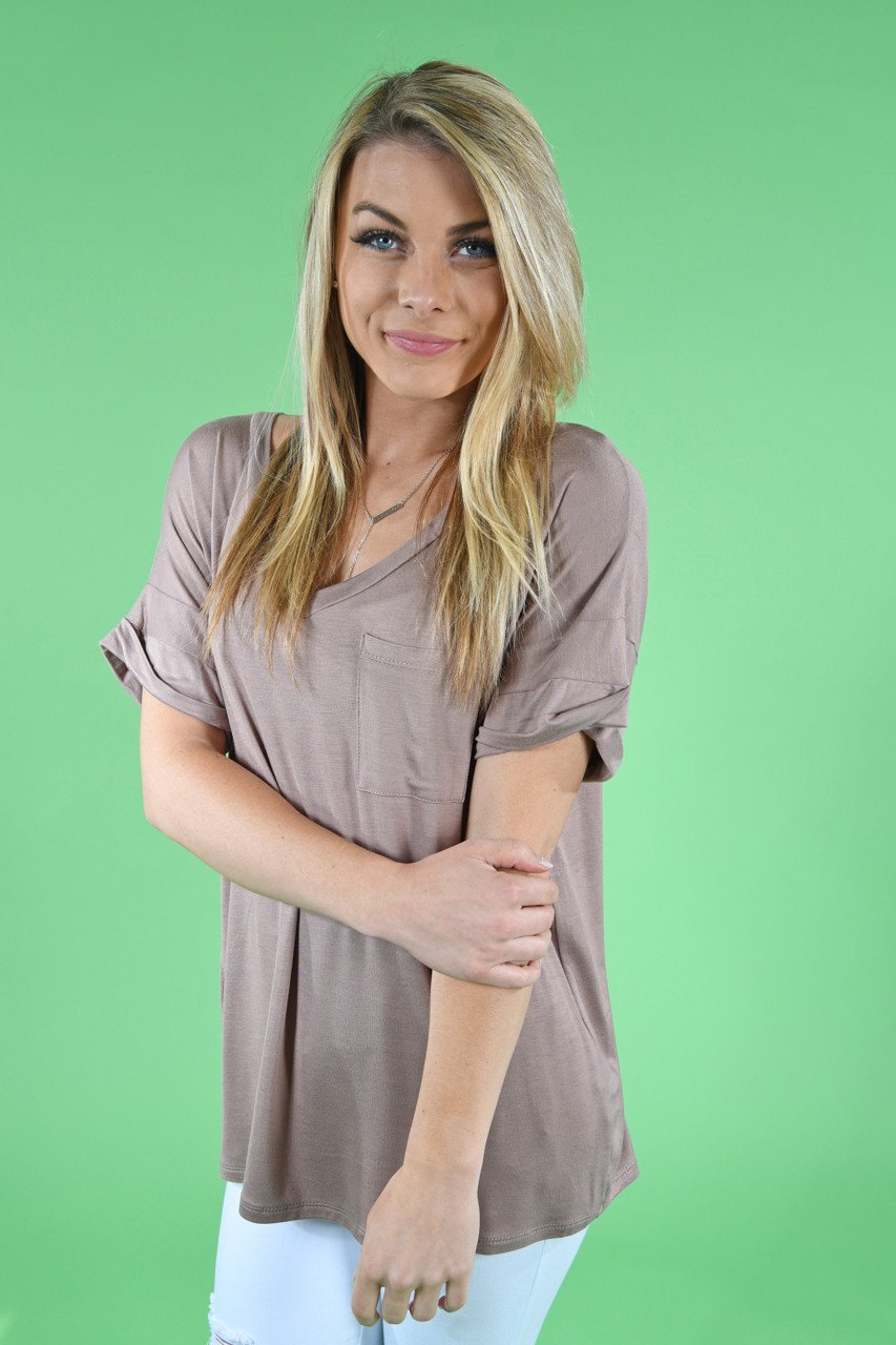 Mocha Essential V-Neck Top