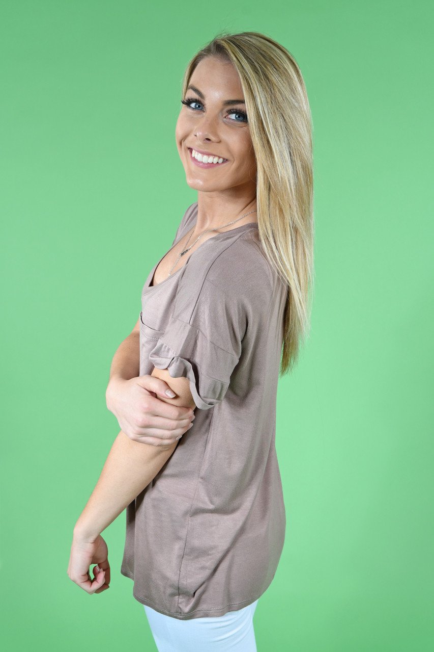 Mocha Essential V-Neck Top