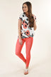 Watercolor Floral Knot Top ~ Ivory