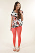 Watercolor Floral Knot Top ~ Ivory