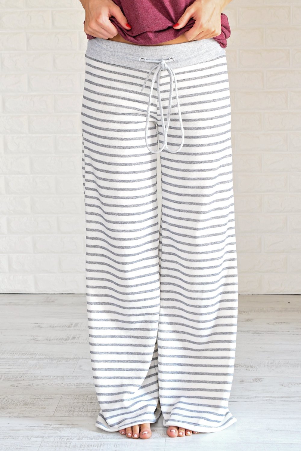 Grey Striped Lounge Pants