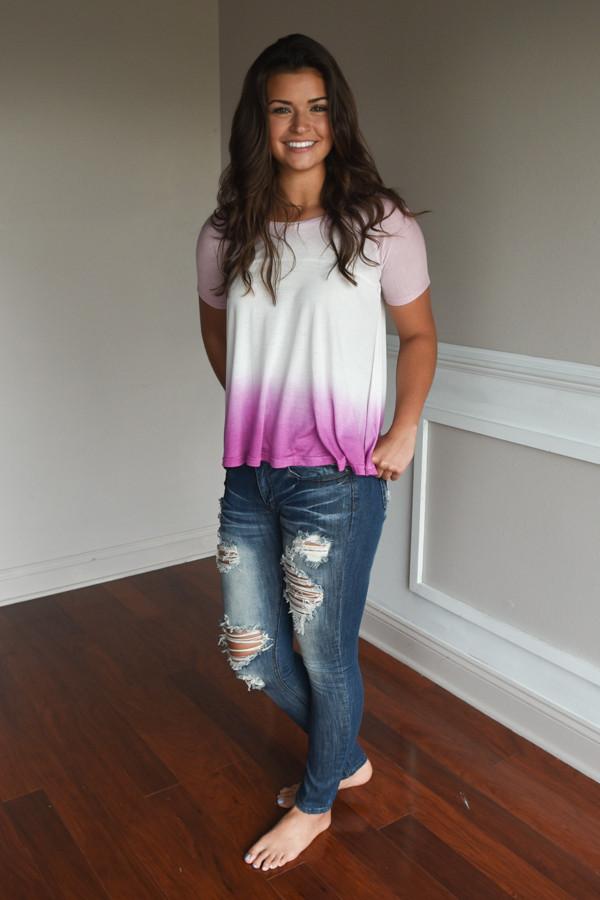 No Time for Talk Pink Ombre Top
