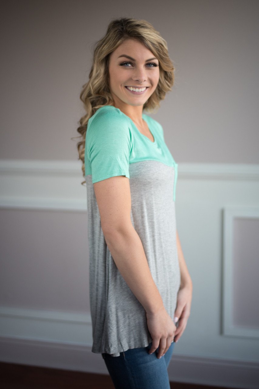 Teal Pocket Top
