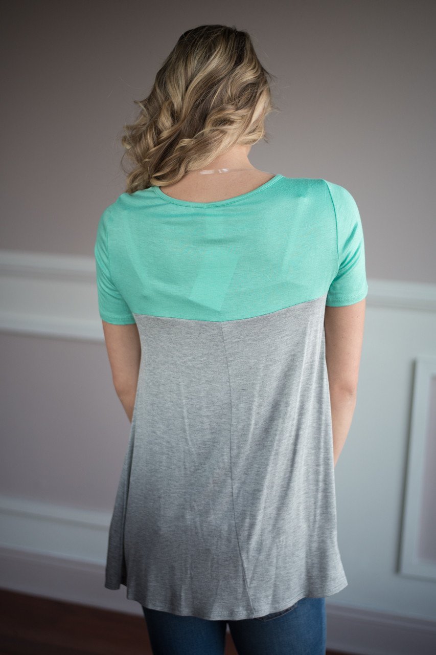 Teal Pocket Top