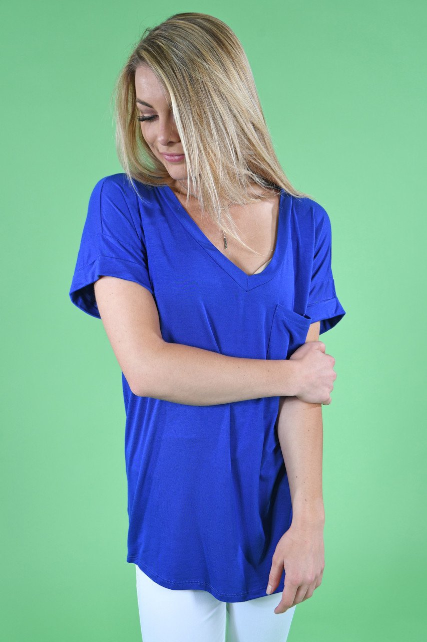 Royal Blue Essential V-Neck Top