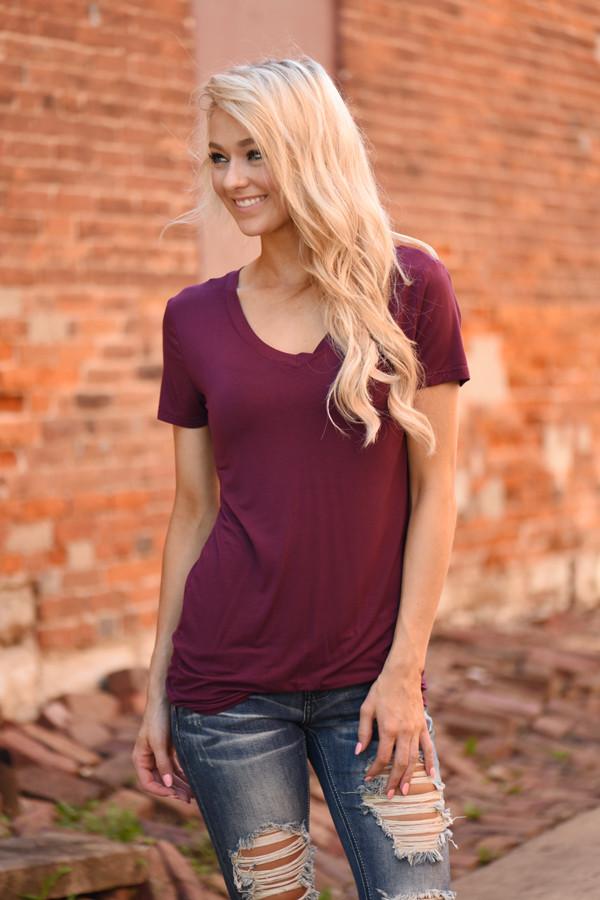 Run the World Pocket Tee ~ Burgundy