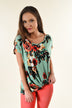 Watercolor Floral Knot Top ~ Mint