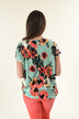 Watercolor Floral Knot Top ~ Mint