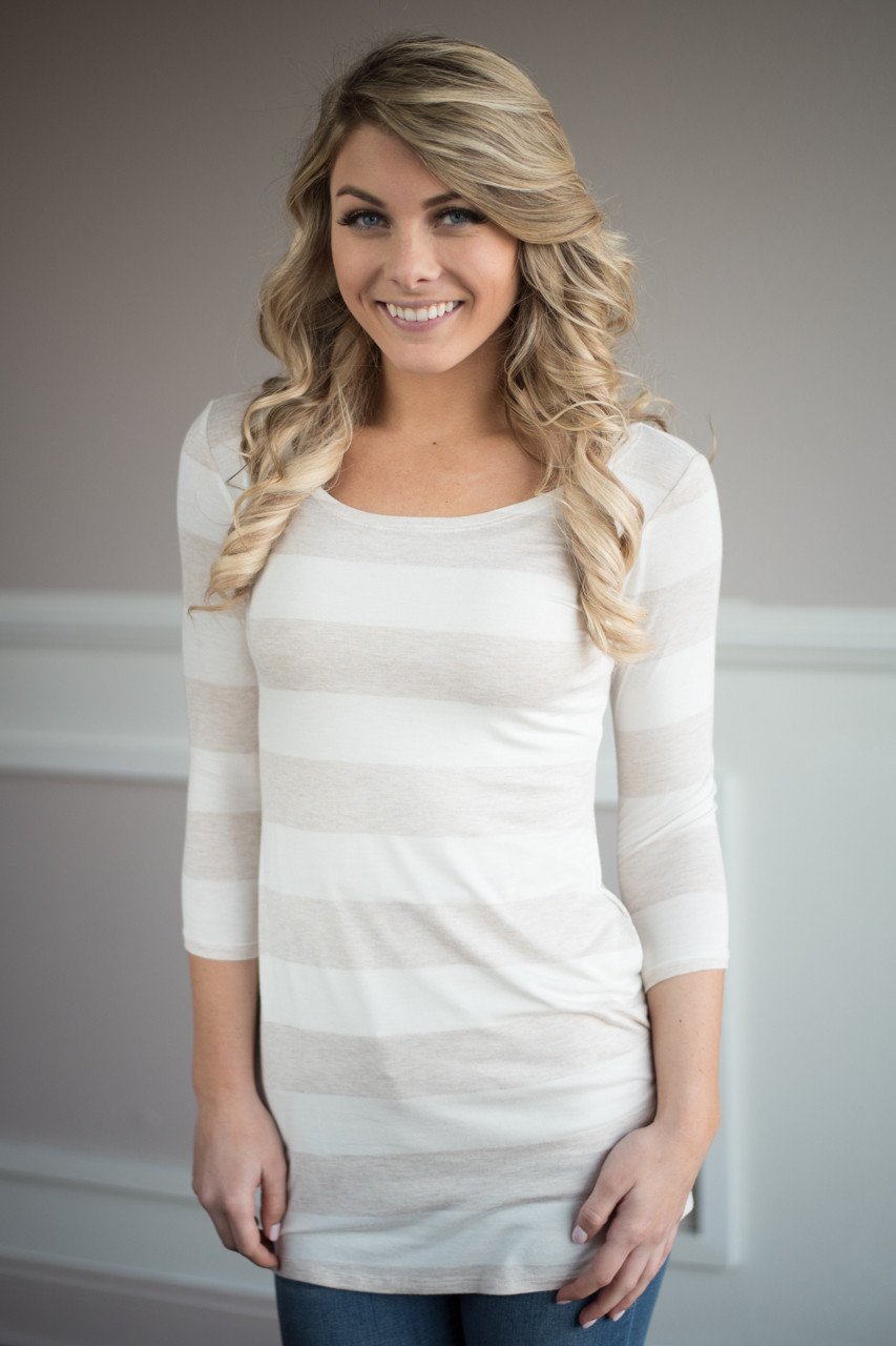 Dainty & Sweet Striped Taupe Top