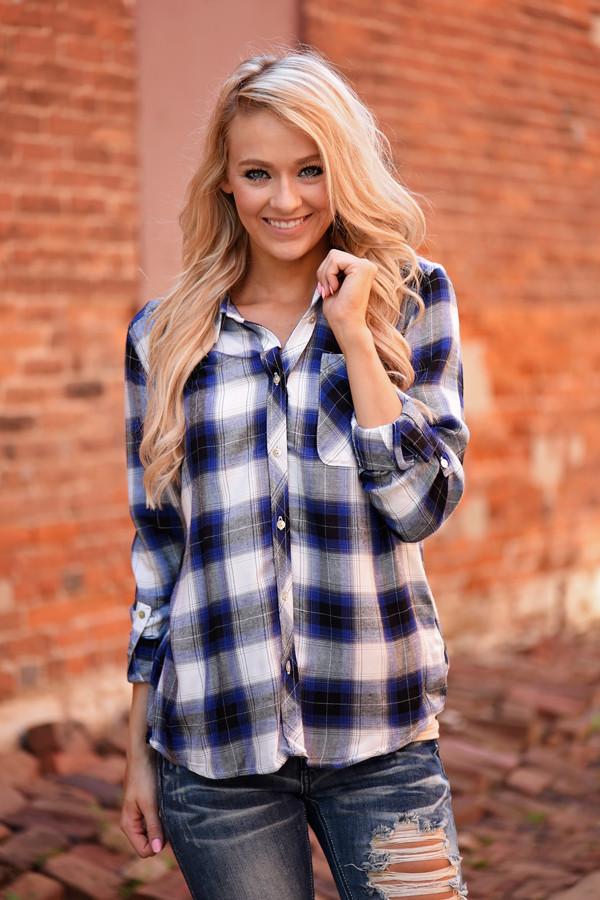 Blue Flannel Top