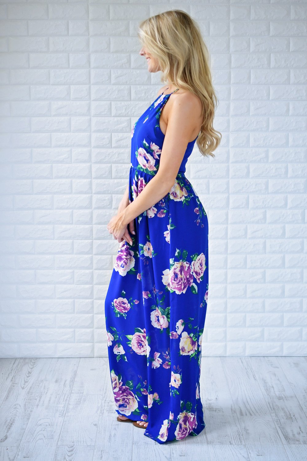 Electric Blue Floral Maxi Dress