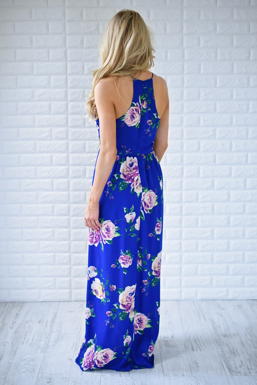Electric Blue Floral Maxi Dress