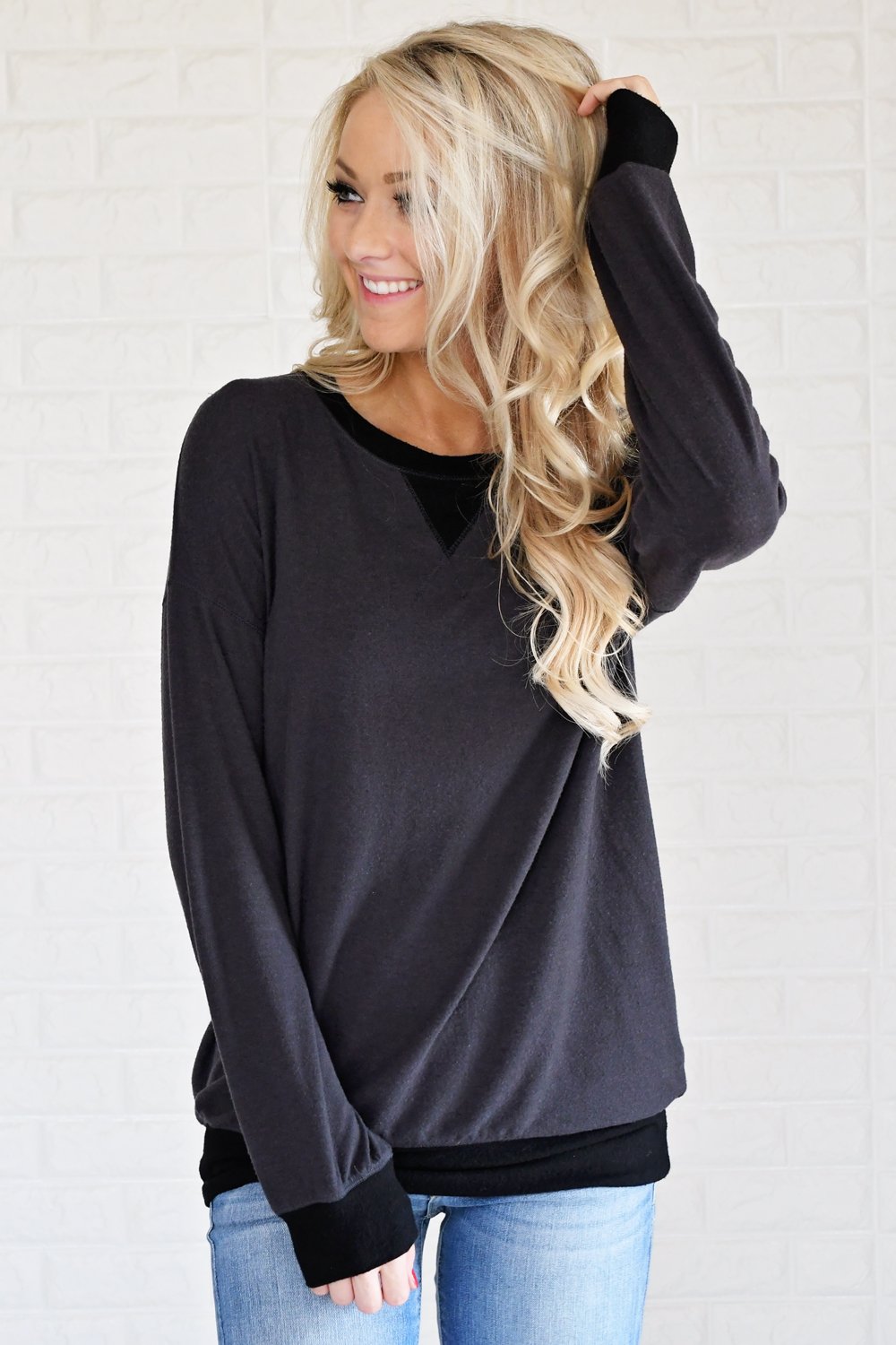 Fall for Cozy Top ~ Charcoal