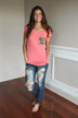 Leopard Pocket Top ~ Coral