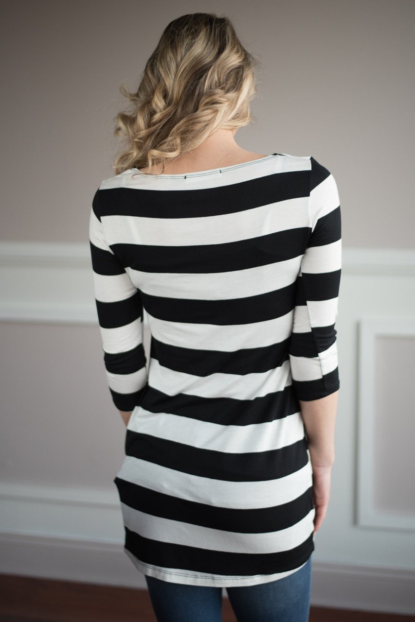 Dainty & Sweet Striped Black Top
