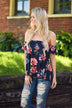 Navy Floral Off the Shoulder Top
