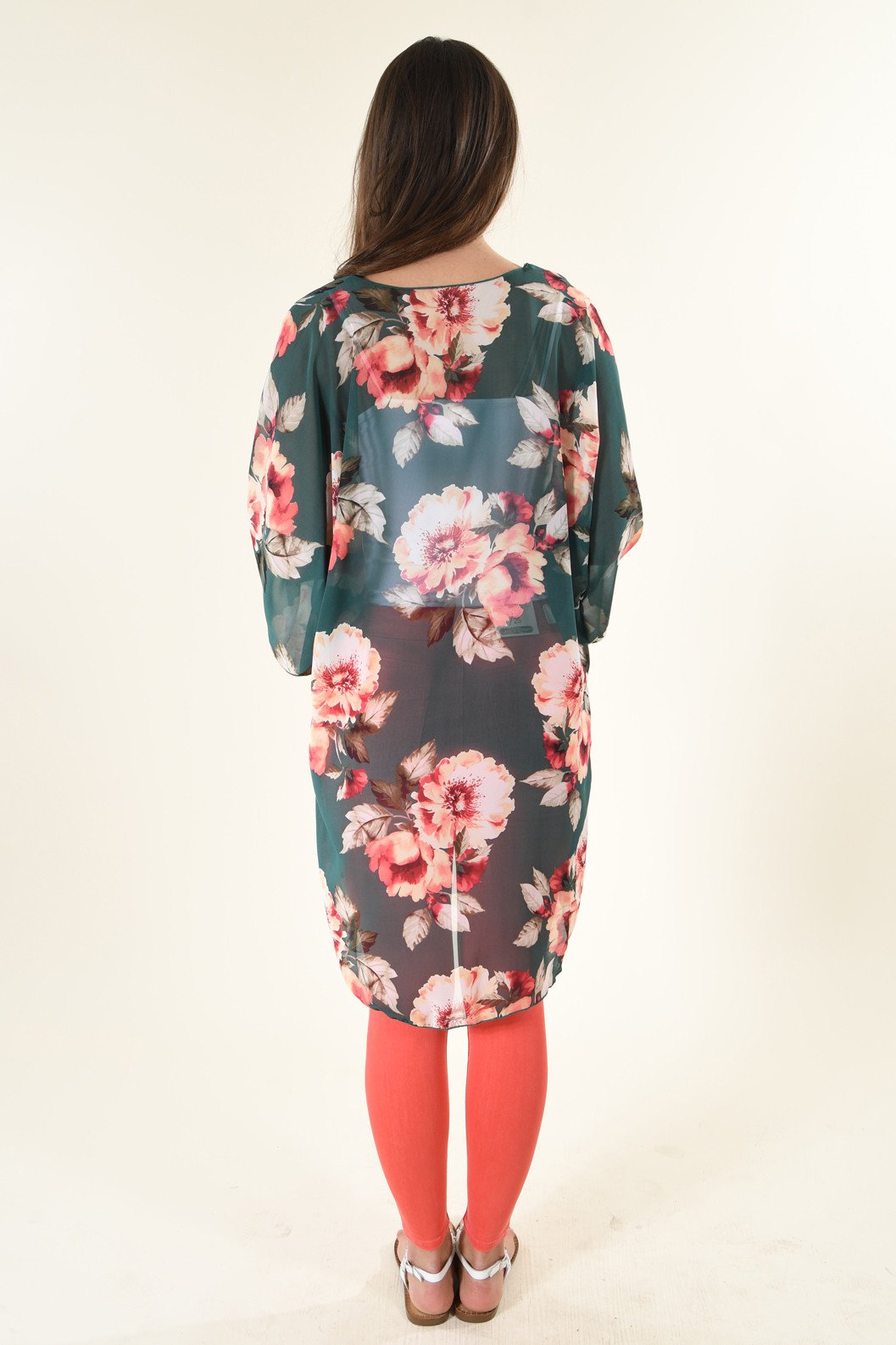 Teal Floral Kimono