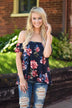 Navy Floral Off the Shoulder Top